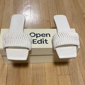 Open Edit Cream Slide Sandals